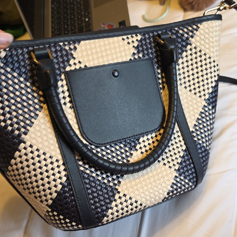 Kate Spade Navy and Cream Woven Satchel - Picture 3 of 5